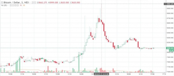 Bitcoin Prices Broaches $9,000 on Crypto Exchange WEX; Critics Cry Foul