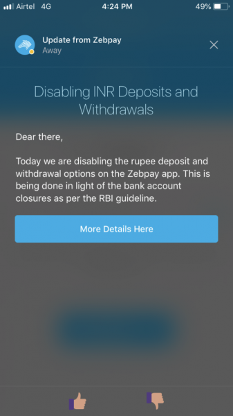 Major Indian Crypto Exchange Disables Fiat Withdrawals amid Banking Freeze