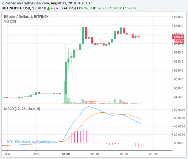 Newsflash: Bitcoin Price Spikes Near $6,900 as BitMEX Goes Offline