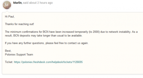 Poloniex Requires 2,000 Confirmations for Bytecoin Transactions