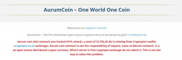 Claim: Crypto Exchange Lost $500,000 Due to AurumCoin 51% Attack
