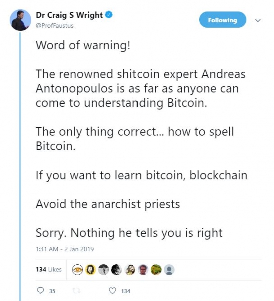 Shots Fired: Craig Wright Calls Bitcoin Evangelist Andreas Antonopoulos ‘Sh*tcoin Expert’